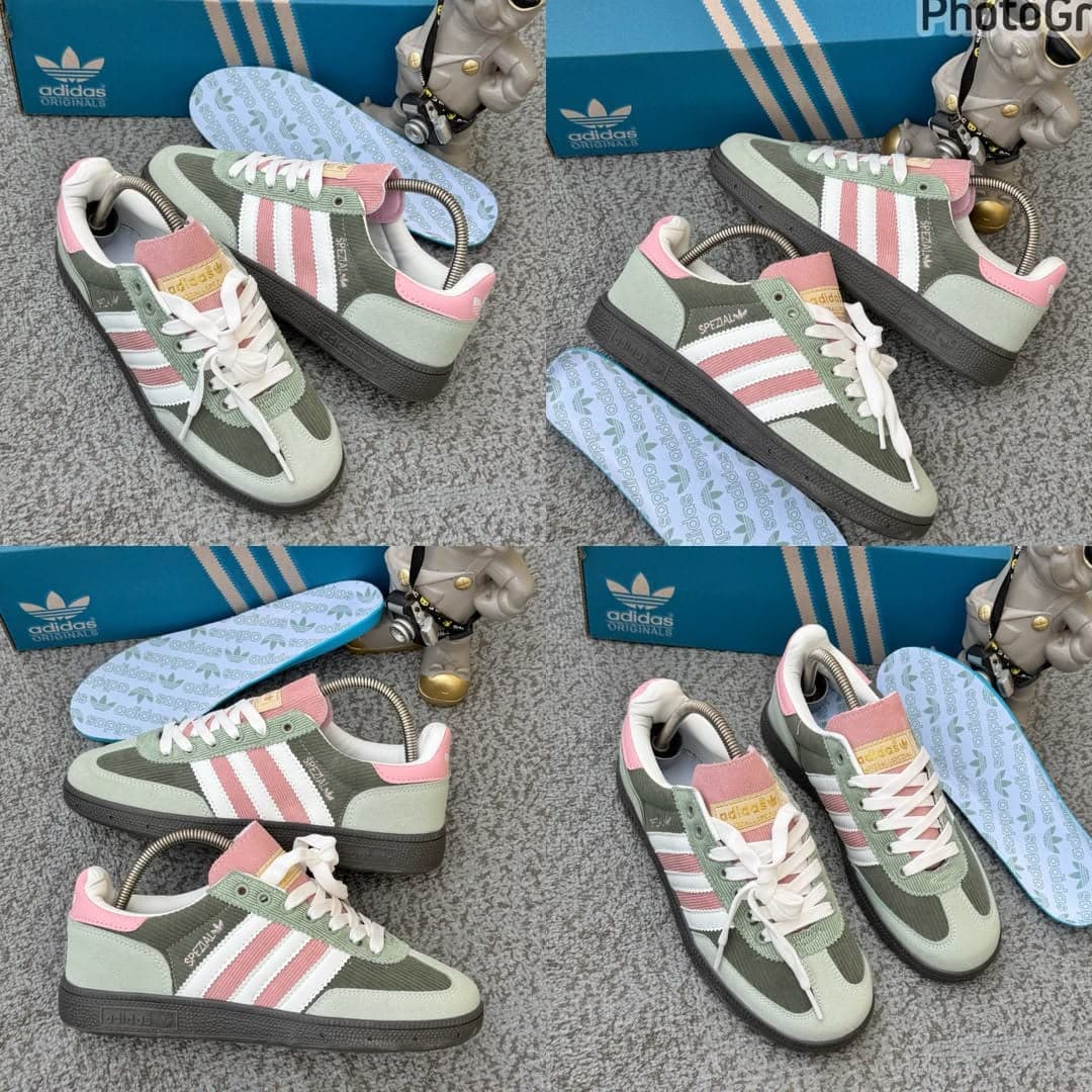 Basket Adidas Handball Spezial - Vert Sauge et Rose