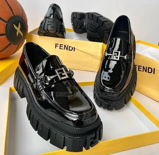 Mocassin Fendi FF Plateforme - Verni Noir